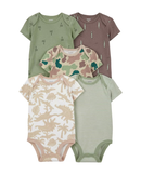 Kit body bebê 5 peças camuflado jacaré multicor |