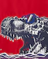 Camiseta praia infantil dinossauro de óculos vermelha |