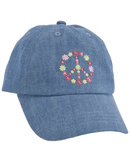 Boné jeans infantil aba curva bordado floral azul |