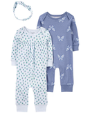 Kit macacão bebê 2 peças floral com faixa de cabelo multicor | Carter's