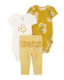 Conjunto longo bebê 3 peças floral com babados multicor | Carter's
