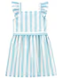 Vestido infantil com babados listrado multicor |