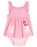 Banho de sol bebê com flamingo listrado rosa | Carter's